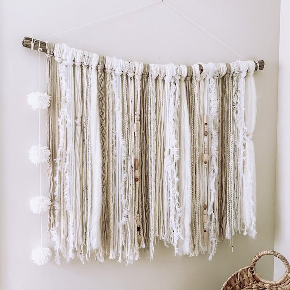 Handmade Yarn Macrame Wall Hanging Art Decor Neutral